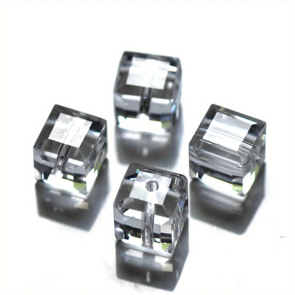 50pcs 6mm Colorful Cubic Glass Beads Spacers Charms Accessories For DIY Jewelry Making Accessory Making Supplies Decor Ornament