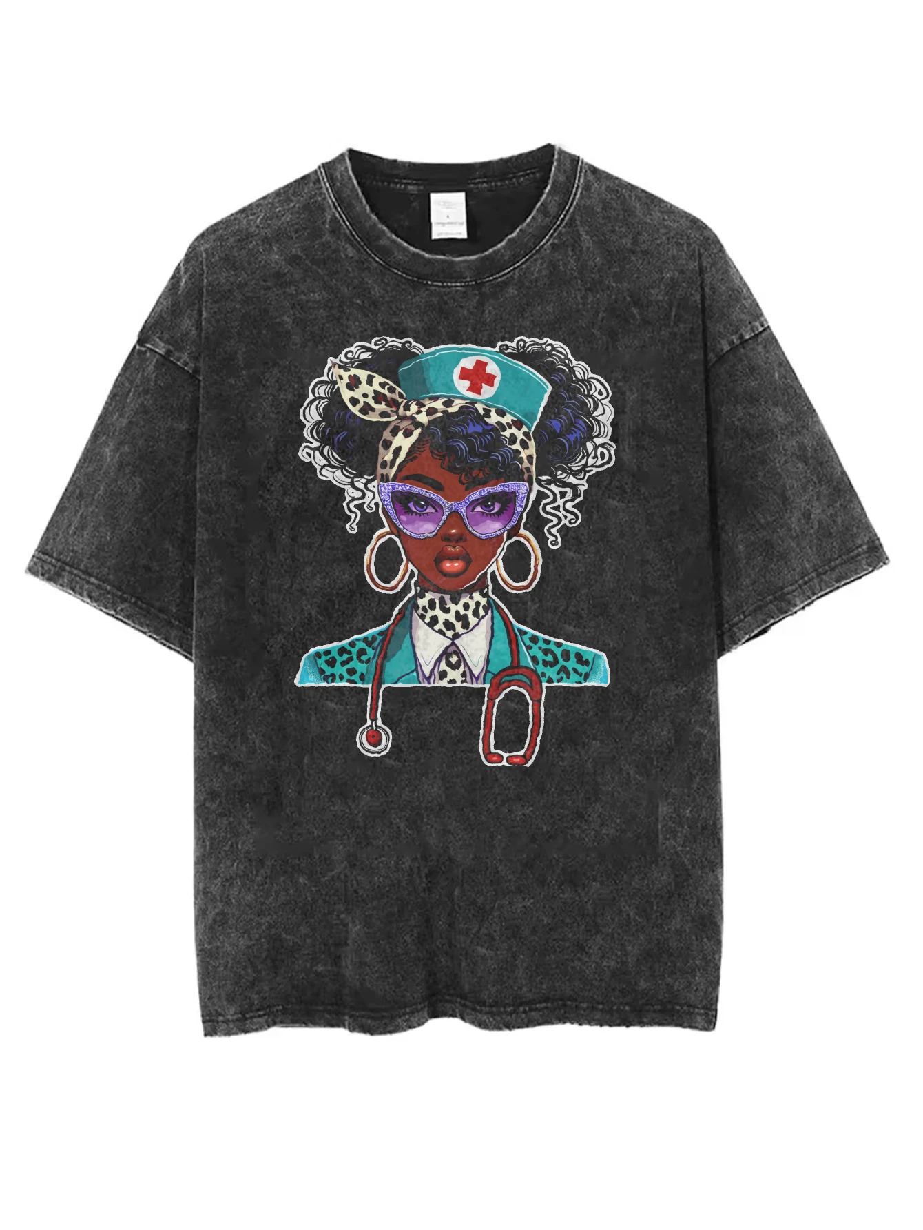 تي شيرت فضفاض مغسول برقبة دائرية مريح باللون الأسود مع طباعة الهالوين، ملابس شتوية الأكثر مبيعًا للرجال والنساء بتصميم كاجوال