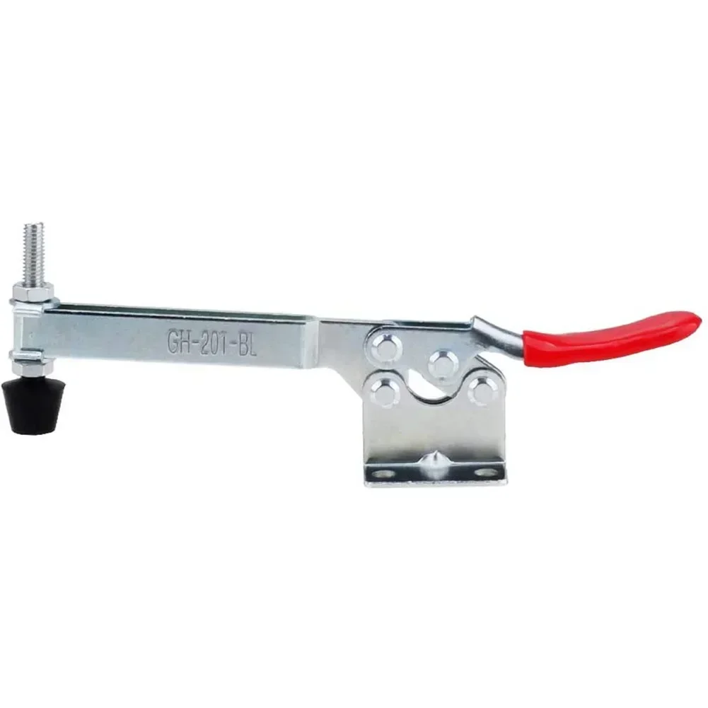 GH-201BL Toggle Clamp Woodworking Workshop Equipment Galvanized Iron High Carbon Steel Quick Fixture Silver + Red