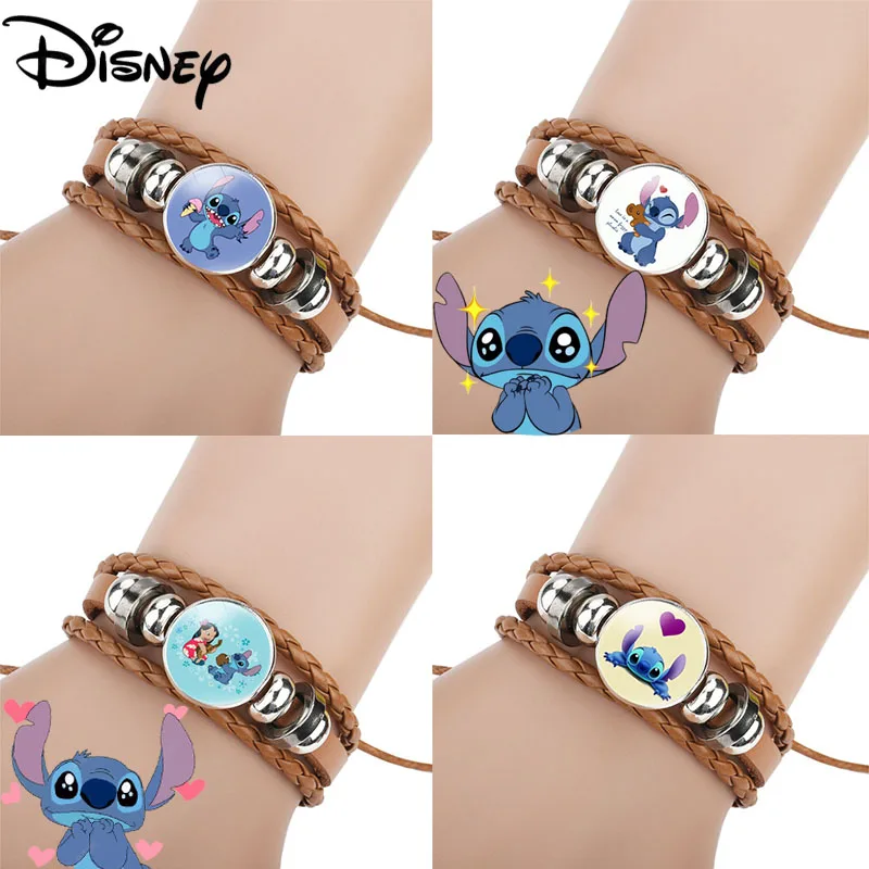 Gelang indah Disney Stitch, gelang buatan tangan rantai tali kepang lucu untuk perhiasan anak-anak, gelang Stitch dapat disesuaikan