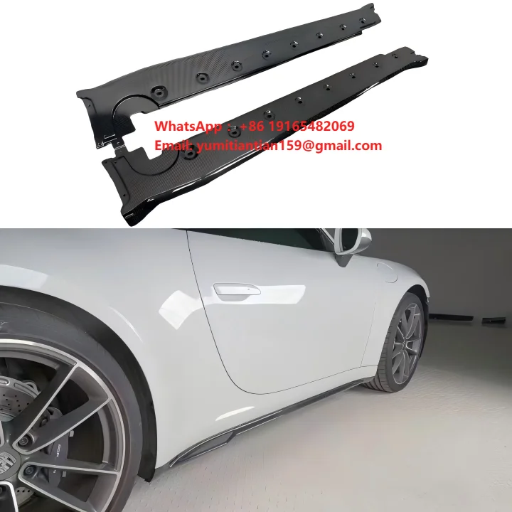 New 2019-2023 for 911 992 Turbo SD Convertible Carbon Fiber Side Skirts Self-Adhesive Universal Fitment 1 Year Warranty