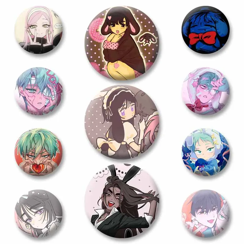 Alien Stage Mizi Sua Ivan Till Luka Hyuna Anime Badge Cartoon Character Lapel Pin Round Brooch for Bag Manga Fans Jewelry Gift
