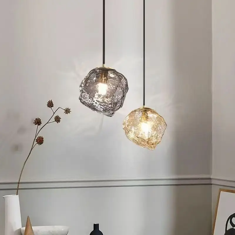 

Creative Glass Ice Cubes Bedroom Bedside Pendant Light Restaurant Hanging Lamps Dining Room Bar Counter Indoor Lighting Fixtures