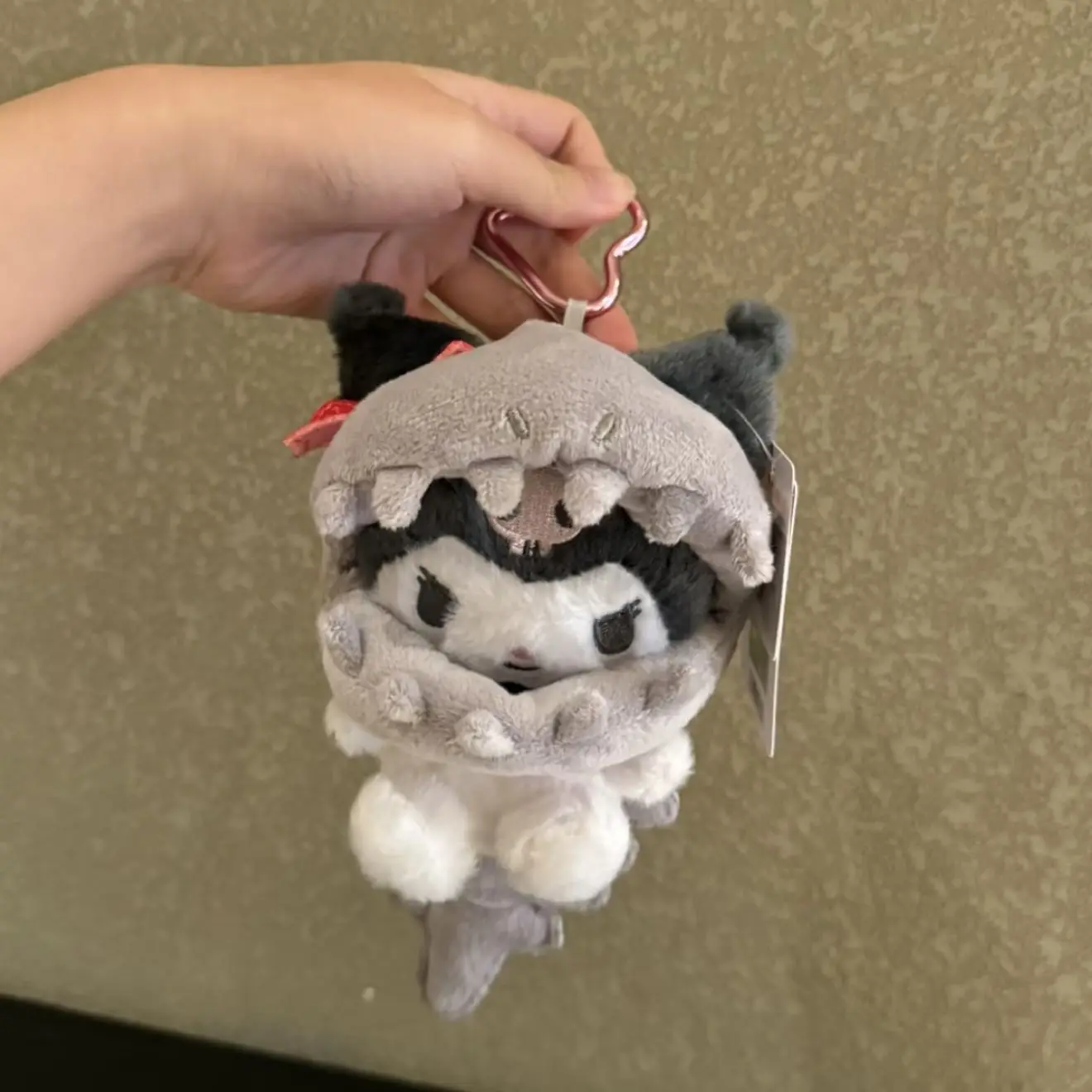 Sanrio Hello Kitty Cross-Dressing Dinosaur Skeleton Plush Keychain Backpack Decoration Desktop Trinkets Car Key Pendant Gift