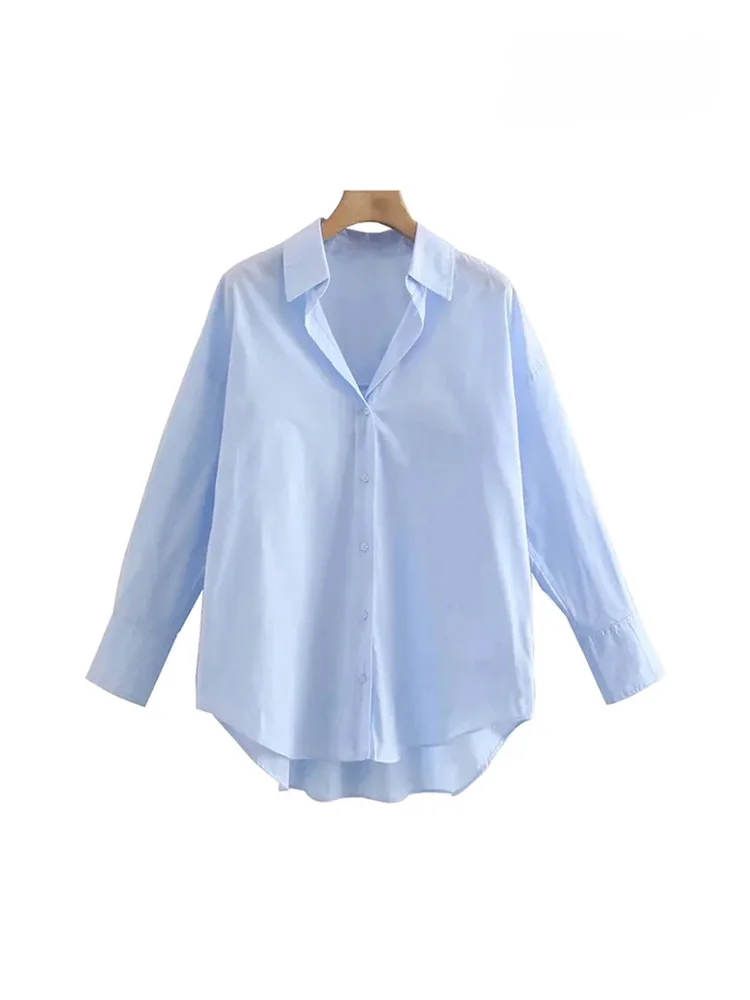 ASDS Women Fashion Office Wear Loose Poplin Solid Shirts Vintage Long Sleeve Button-up Casual Female Blouses Blusas Chic Tops