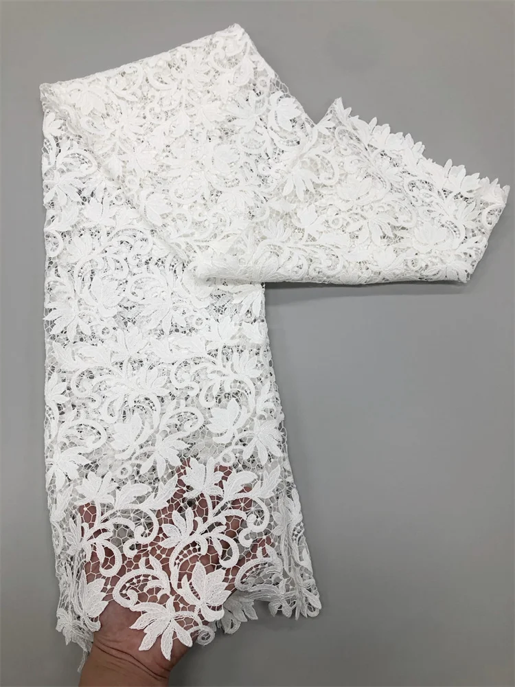 Neuer Stil Afrikanischer Spitzenstoff 2026 Hochwertige Wasserlösliche Bestickte Modische Weiche Spitze 5 Yards – Detail 10