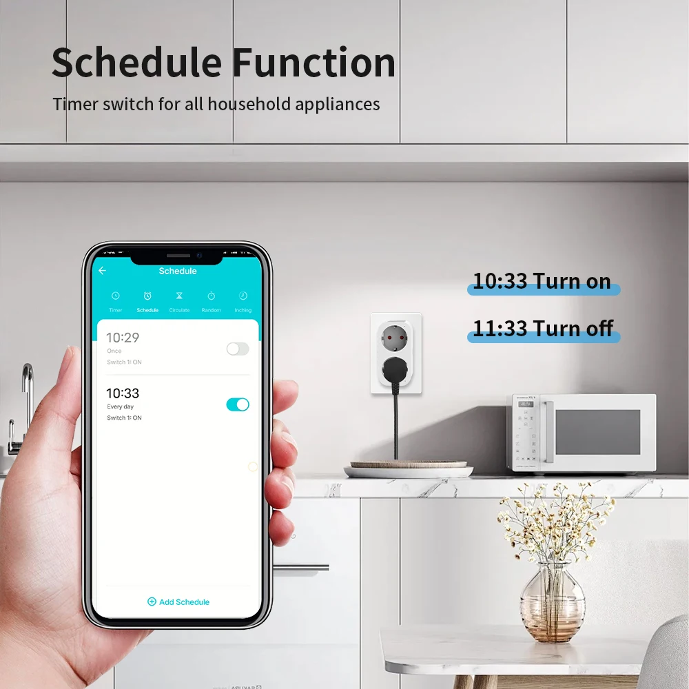 TNCE tuya 2 in 1 plug 16A eu, wifi Power Dual socket Monitor Smart life Remote Control Timer, Voice with Google Home Alexa Alice image 5