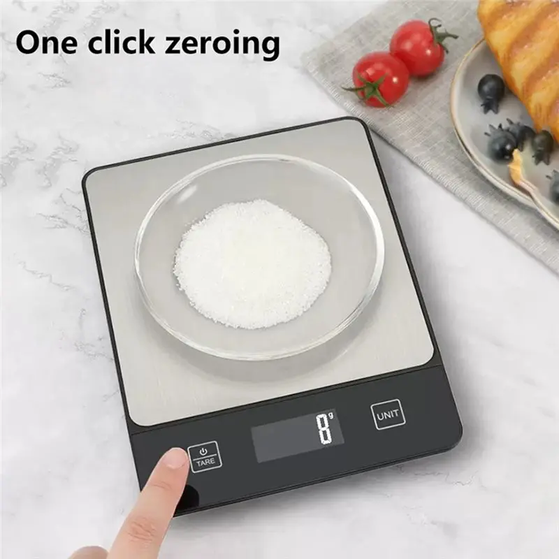 [HOT!A34R】 Food Measuring Tool 10Kg/1G Digital Kitchen Scale, 6 Units In Silver For Baking Cooking, Grams Ounces