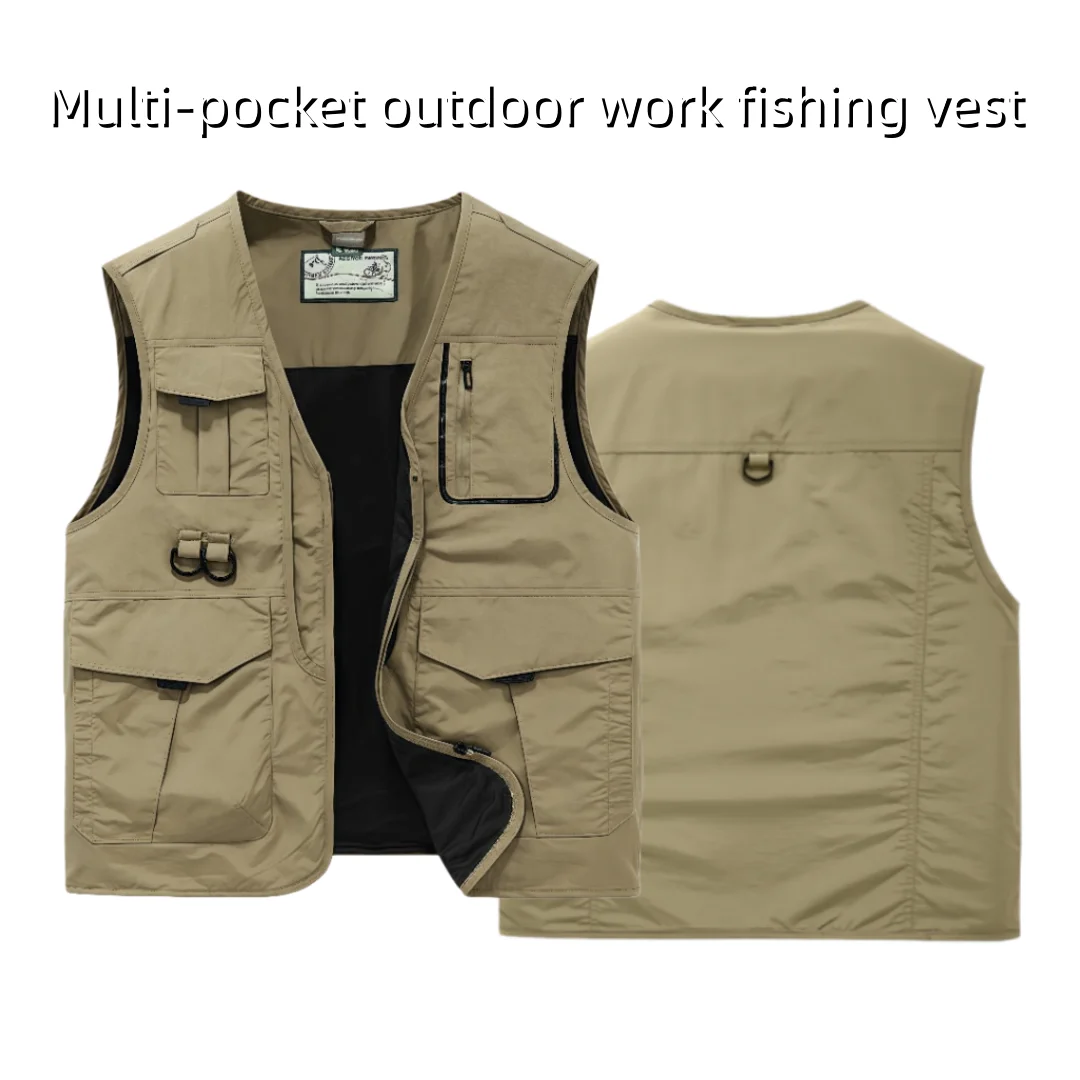 

Мужской дышащий жилет-карго без рукавов с тонкой сеткой и множеством карманов, индивидуальный дизайн 2026 года, для активного отдыха, рыбалки, повседневный