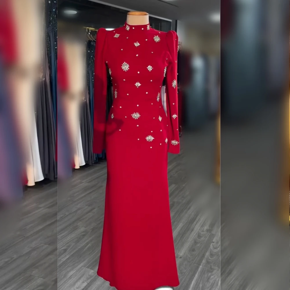 

Вечернее платье по индивидуальному заказу с блестящей аппликацией и высоким воротником, длинные платья на заказ, классические элегантные вечерние свадебные платья