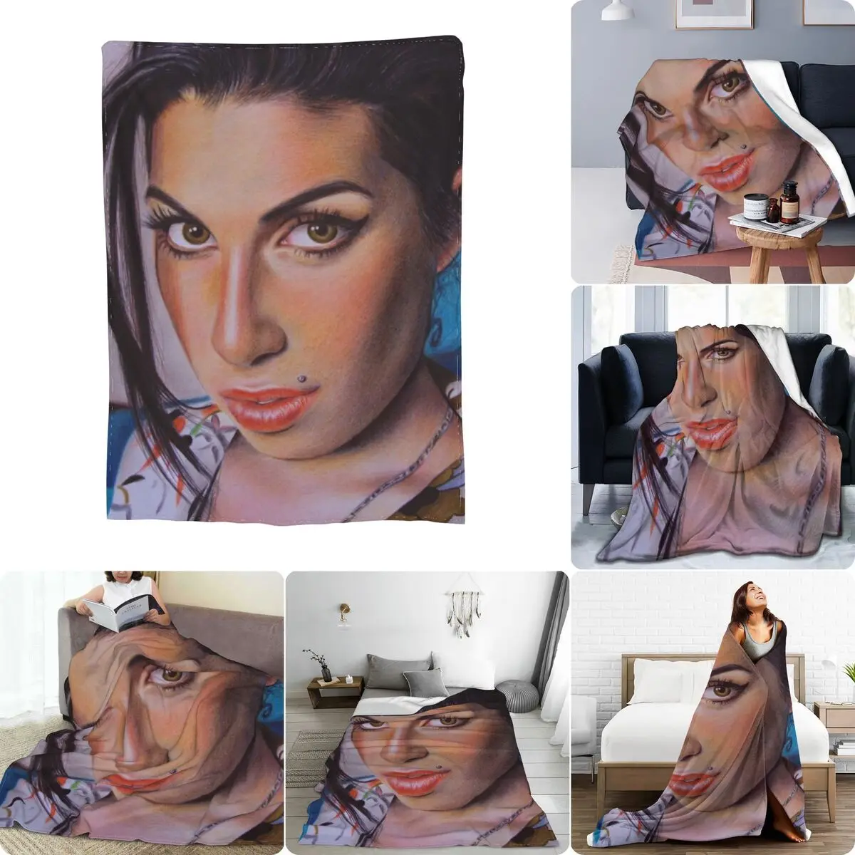 Amy Winehouse Ultra-Soft Micro Fleece Blanket Fluffy Sofa Bed Coral Fleece Faux Fur Throw