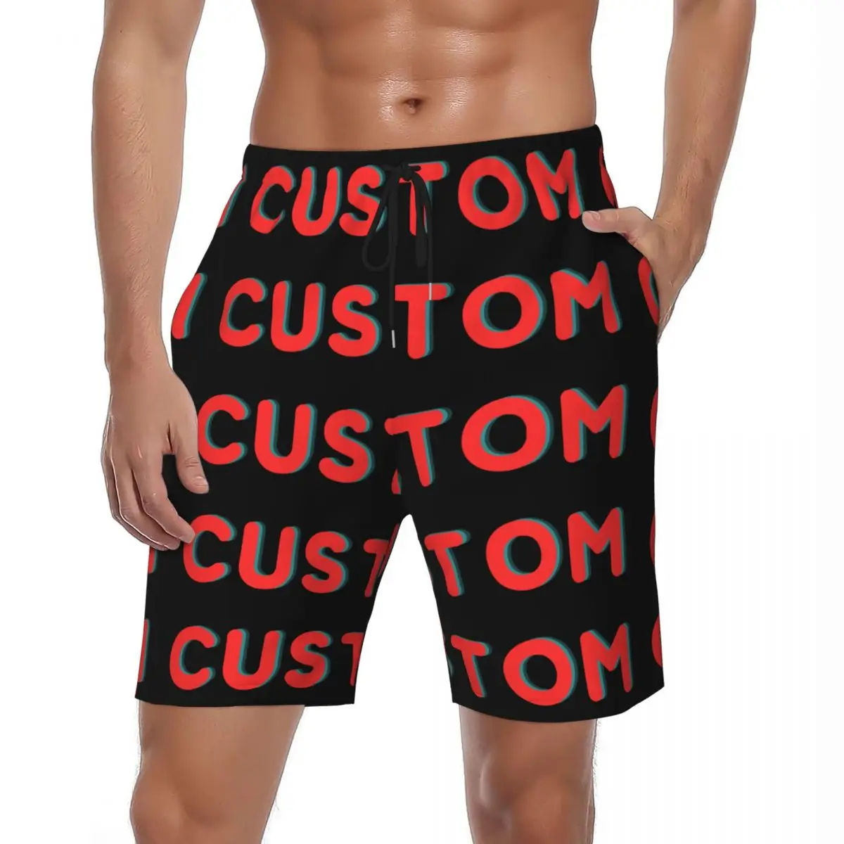 Custom Your Picture Gym Shorts Summer Casual Beach Short Pants Men Sports Fitness Quick Drying Design Swim Trunks