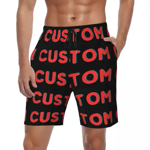 Custom Your Picture Gym Shorts Summer Casual Beach Short Pants Men Sports Fitness Quick Drying Design Swim Trunks