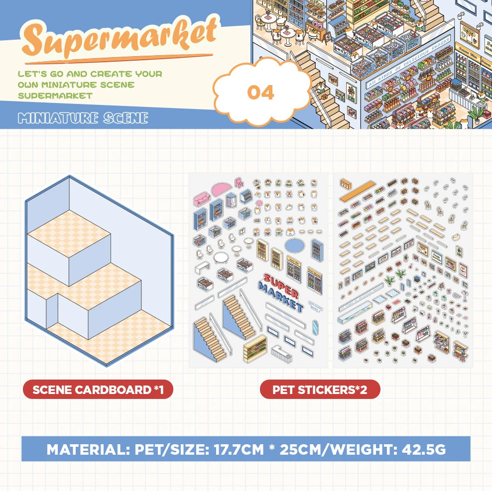 Landscaping Pasting Cabin Stacking Stickers for Children 3D Miniature Scene Stickers Creative Handmade Simulation World Stickers