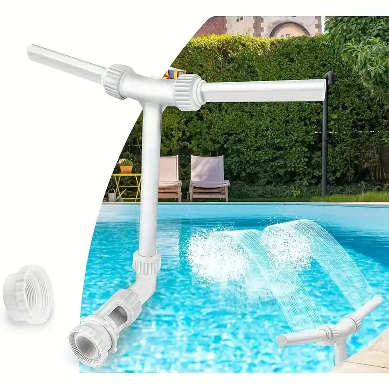 

1Pc Adjustable Swimming Pool Fountain, 360 ° Rotatable Adjustable Dual Head Spray Device, For Pools, Outdoor Garden Decor