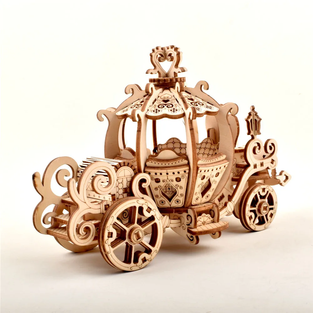 Pumpkin Carriage  DIY 3D Puzzle Laser Cutting Wooden Wood Puzzle Model Building Kits Toy