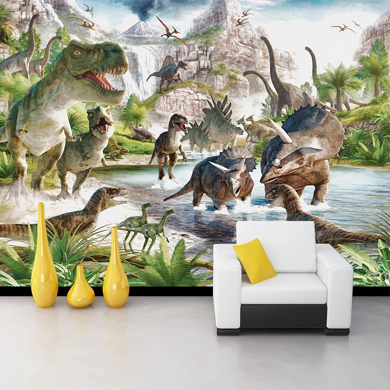 

Custom 3D Mural Wallpaper Cartoon Dinosaur World Bedroom Living Room Sofa TV Background Wall Murals Photo Wallpaper For Walls 3D
