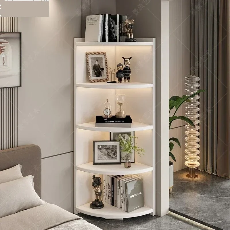 

Multi Functional Corner Cabinet, Home Multi-layer Floor Standing Storage Display Cabinet, Fan-shaped Shelf, Small Solid Wood Boo