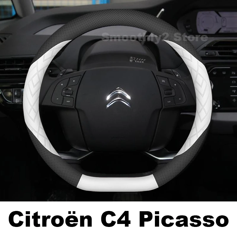 

Leather Car Steering Wheel Cover For Citroen C4 PICASSO 2014-2020 wear-resistant Auto Steering Wheel Cover interior Accessories