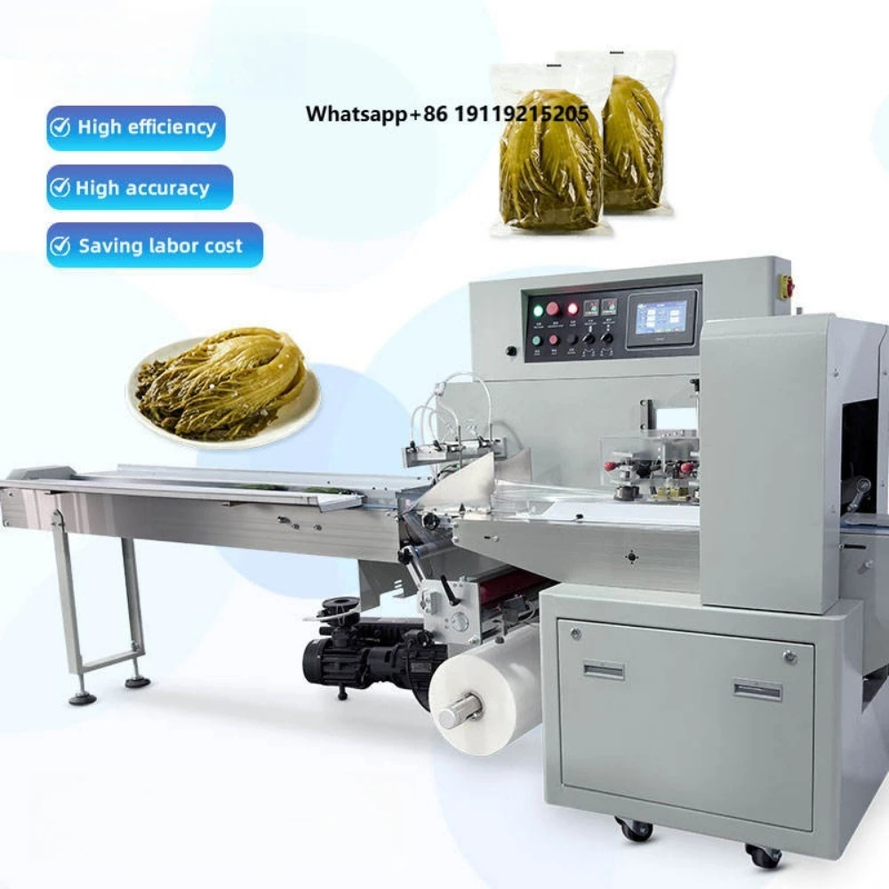 High Speed Horizontal Pillow Vacuum Packaging Machine with Gluing Labeling