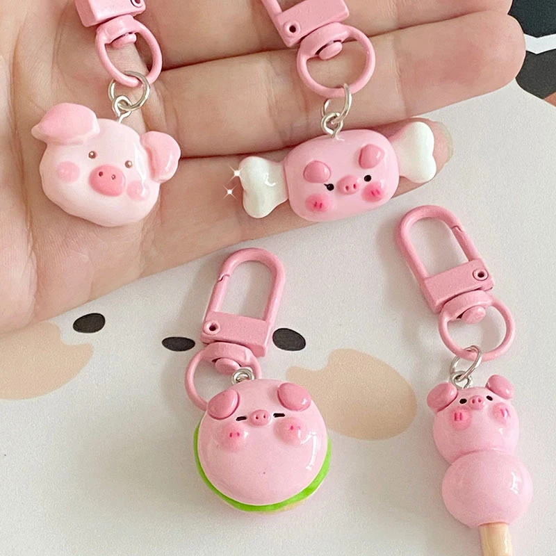 Three Dimensional New Cartoon Cute Pink Pig Keychain Kawaii Piglet Doll For Woman Bag Key Pendant Jewelry Student Gift