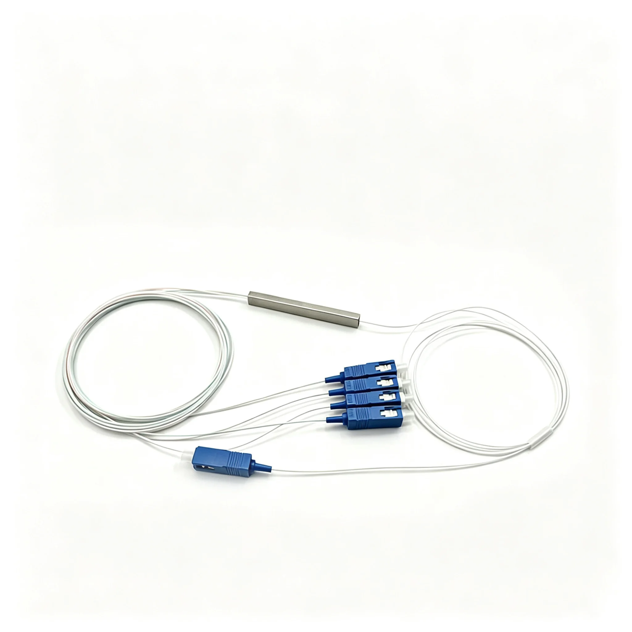 1x2 /1x4 /1x8 PLC Fiber Optic Splitter, Steel Tube Type 0.9mm Pigtail SC/APC Micro Optical Splitter Low Insertion Loss
