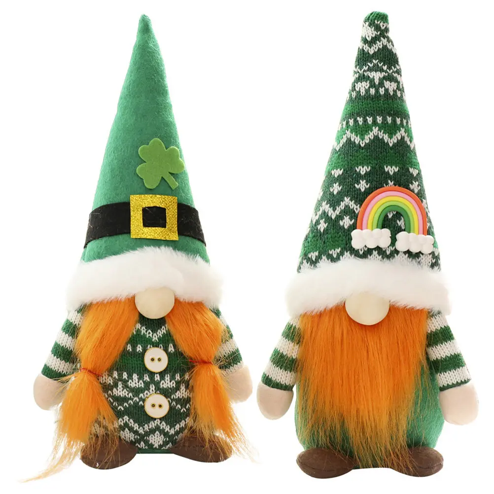 

2Pcs St Patrick's Day Gnome Ornament Home Decoration Tabletop Adornment Holiday Gift St. Patrick's Day Gnome