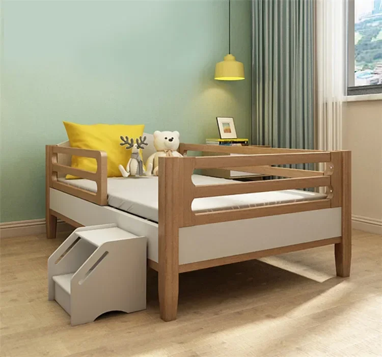 Children's Solid wood bed with guardrail Simple, innovatively designed kid's bed