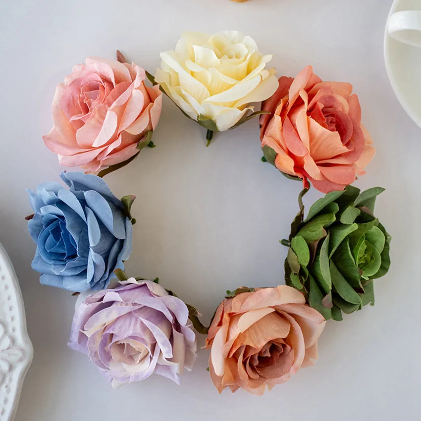 

Artificial Flowers 10PCS Silk Roses for Wedding Garden Home Decor Christmas Wreath Headwear Wrist Flower Background Wall Decor