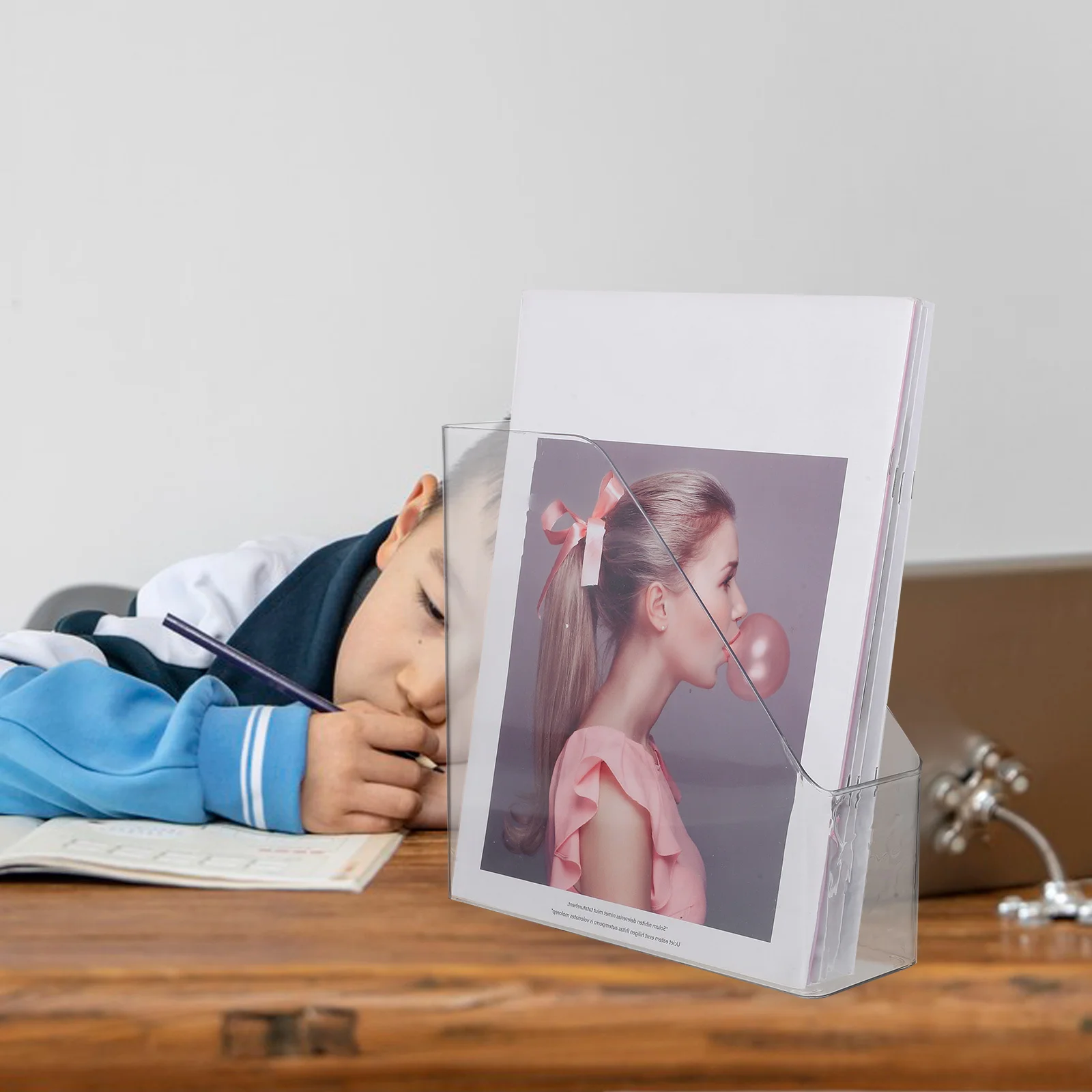 

Clear File Box Holder Pet Desktop Organizer For Office Home School Vertical Document Storage Rack Book Magazine Stand