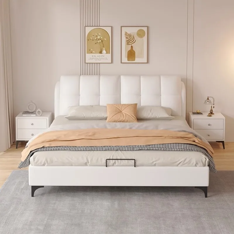 

Upholstered Nightstands Bed Double Organiser French Lounge Bed Minimalist Bedroom Letto Matrimoniale Home Furniture Accessories