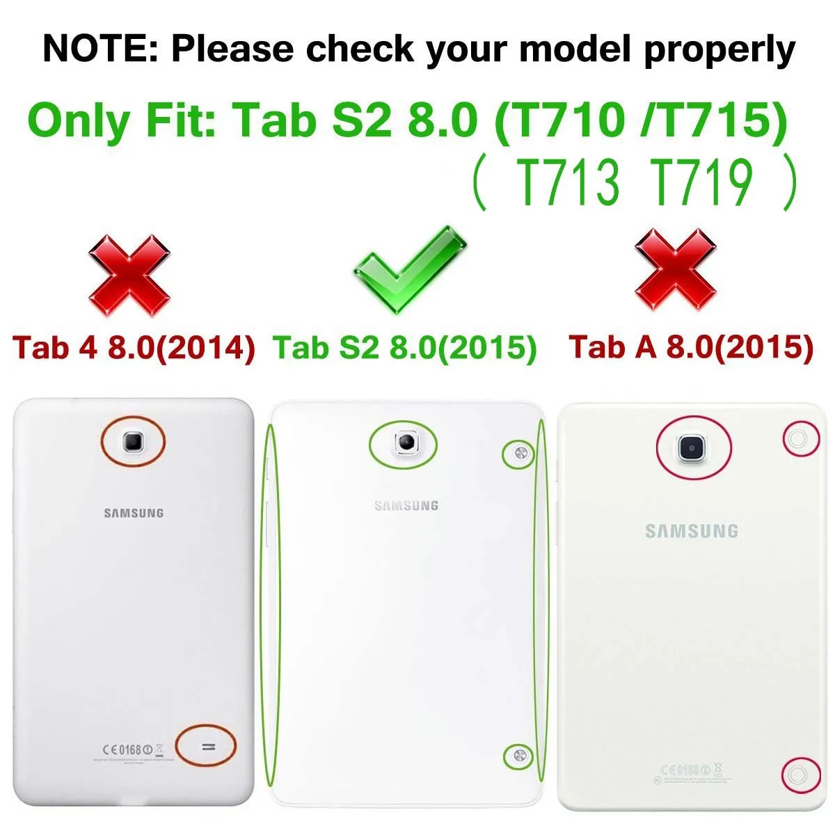 Case for Galaxy Tab S2 8.0 inch SM-T710/T715/T713/T719 Tablet Case Lightweight Stand Cover Protective Shell Auto Sleep Wake