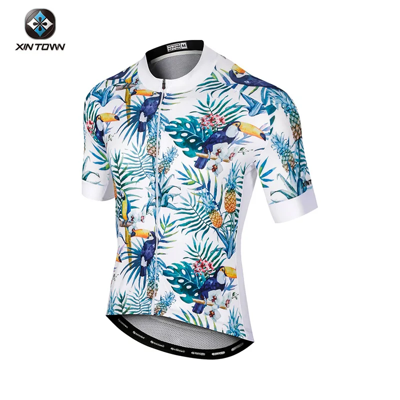 

Мужская белая летняя велосипедная майка XINTOWN Tropical, новая велосипедная одежда, мужской комплект для велоспорта с короткими рукавами