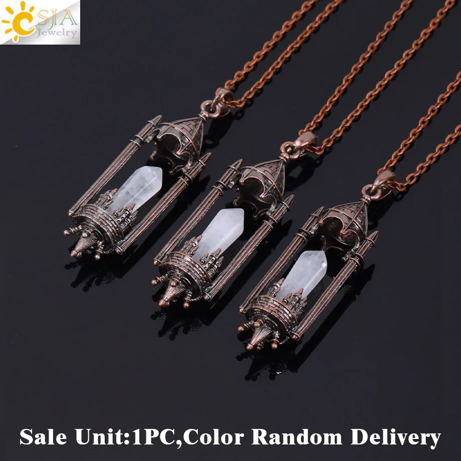 1pc Crystal Rocket Launcher Vial Necklace Natural Stone Pendant