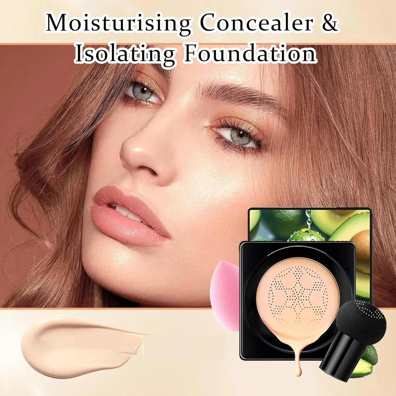 Testa a fungo Cuscino d'aria CC Cream Fondotinta Trucco Idratante BB Cream Trucco viso Fondotinta liquido Correttore a copertura totale