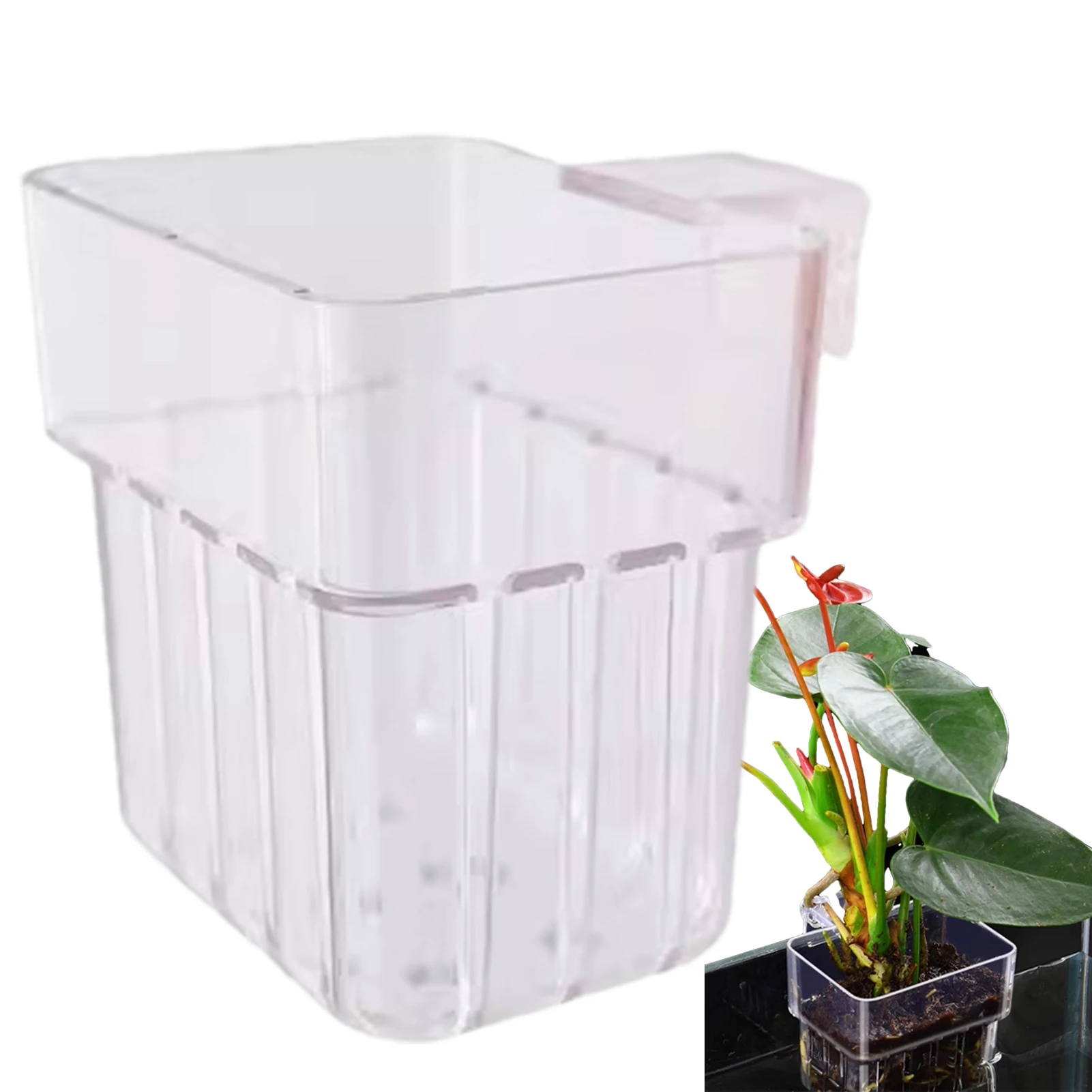 Aquarium Plant Holder Transparent Aquarium Decorations Plants Pot Aquatic Plants Holder Aquatic Plant Cup Fish Tank Planter