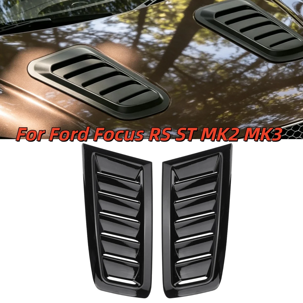 Bonnet Vent Cover Stickers For Ford Focus RS ST MK2 MK3 Car Tuning Hood Fiber Universal Front bonnet vents Hood Trim Cover