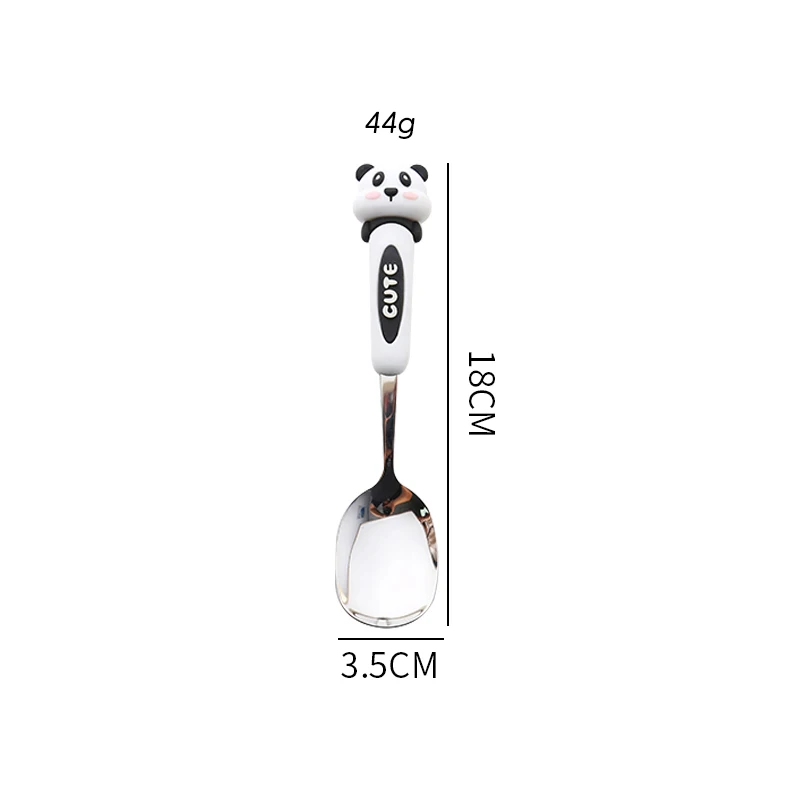 Cute Stainless Steel Spoon Ice Cream Coffee Dessert Spoon Panda Rabbit Brown Bear Silicone Handle Spoon Kitchen Accessories