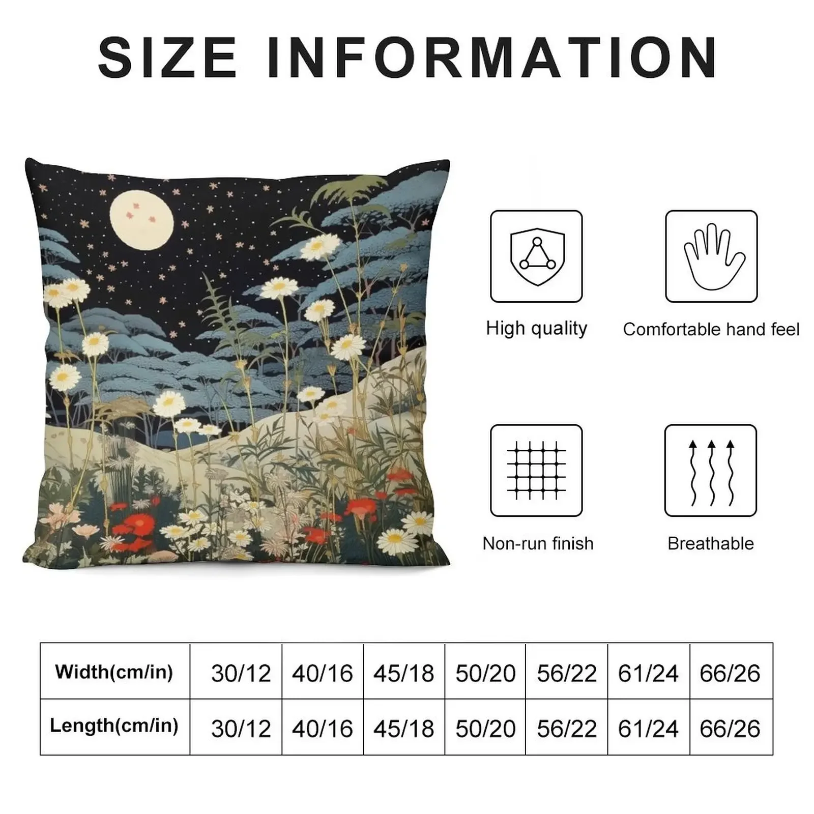 Ukiyo-e Japanese Wood Block Style Moonlight Garden Throw Pillow luxury sofa pillows pillow cover luxury pillow