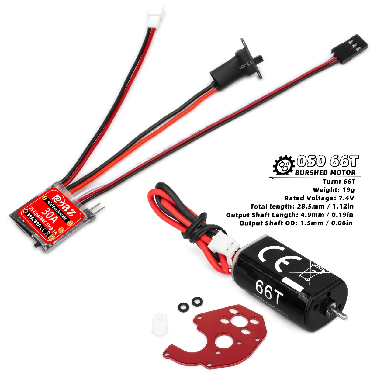 RCXAZ RC ESC Mini 30A gebürstete ESC-Kombination mit 030 050 Bürstenmotor für 1/18 1/24RC Hill Climber Axial SCX24 FCx24 Upgrade-Teile – Detail 23
