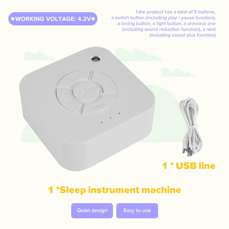 CYGJ-Máquina de ruido blanca, máquina de sonido para dormir, 15 sonidos relajantes sin bucle para dormir y relajación para bebés, adultos, oficina y hogar