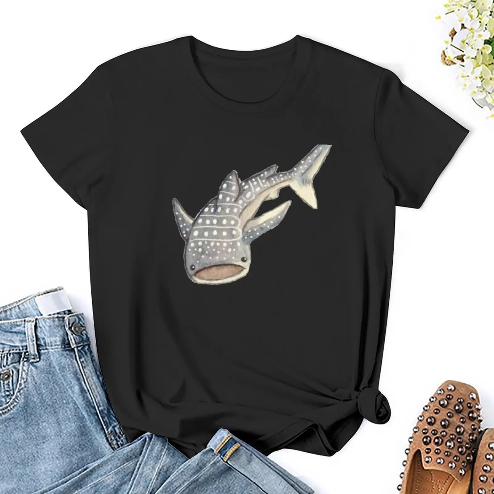 Whale Shark - Watercolour T-Shirt Short sleeve tee oversized summer top female tshirts for Women