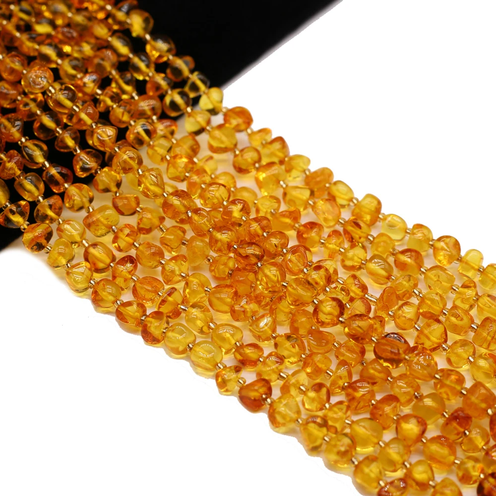 

38cm Natural Yellow Amber Stone Beads Irregular Freeform Chip Gravel Beads For Jewelry Making DIY Necklace Bracelet 6x7mm