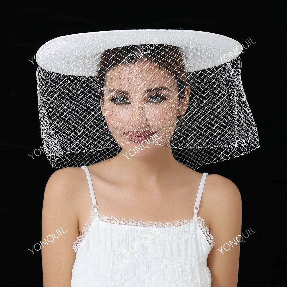 

Новый дизайн, 40 см, имитация Sinamay Fascinators, основа с вуалью, большие размеры, шляпы для вечеринок в стиле дерби, аксессуары для волос «сделай сам», коктейльные головные уборы