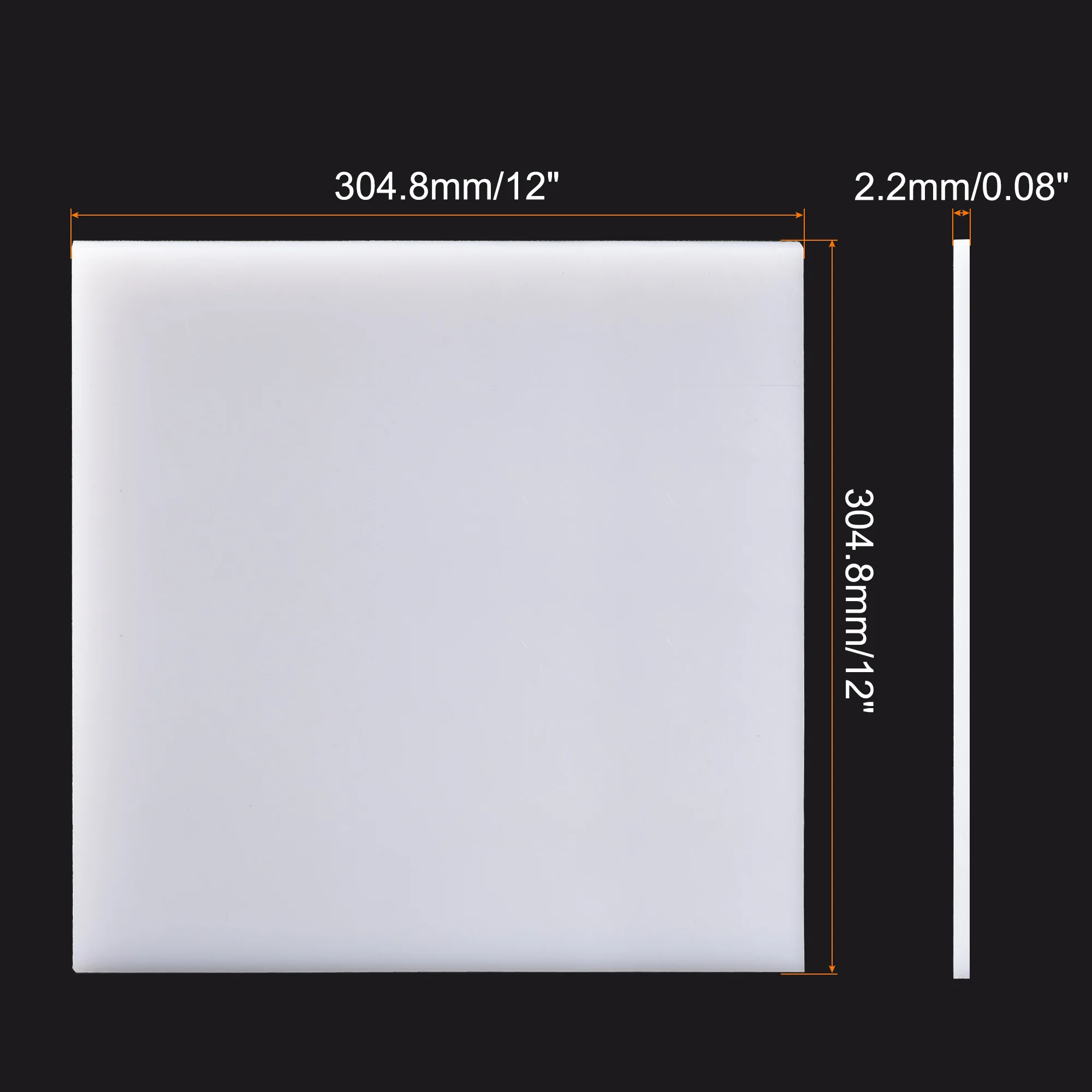 uxcell UHMW Sheet Ultra High Molecular Weight Polyethylene Sheet Hard Plastic Sheet Board 12''x 12 '' x 0.08'' White