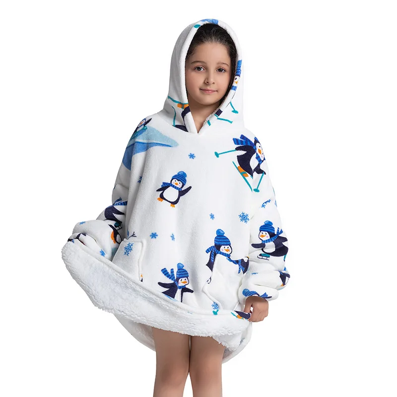 Extra Long Wearable Blanket Hoodie Winter Flannel Hooded Blanket Men Women Cozy Soft Heavy Fleece for Gift Kid Adult TV Blacket