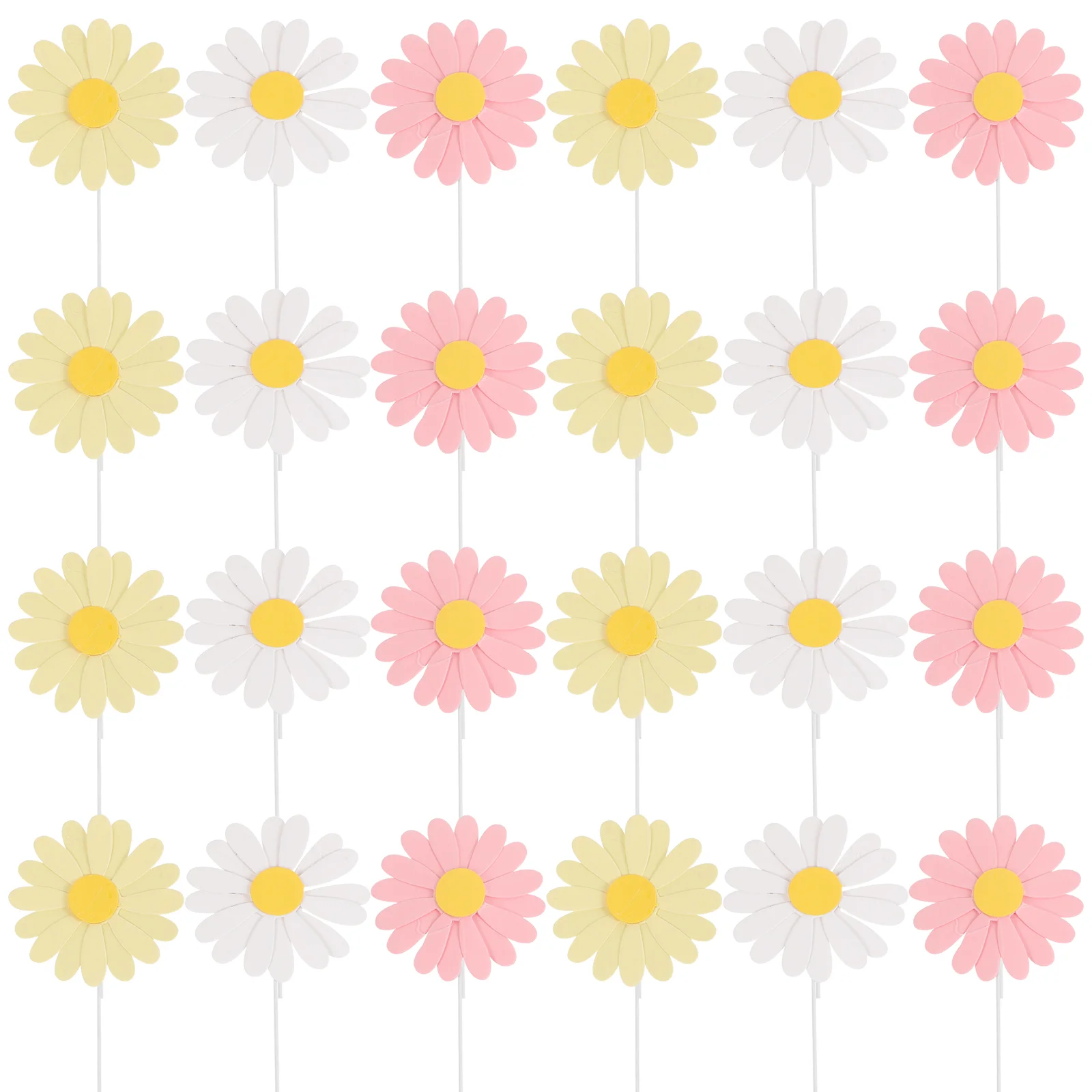 30 Pcs Daisy Cake Toppers Cupcake Party Bohemian Decor Pink Flower Picks Cocktail Baby