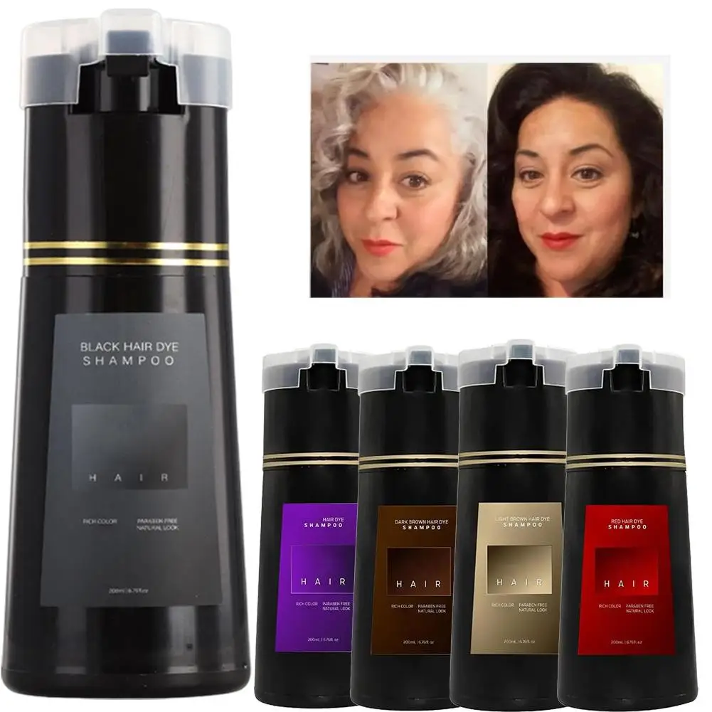 

Hair Dye Shampoo For Gray Hair For Women Men Natural Hair Dye Kit Semi Permanent Hair Dye Shampoo Black Brown Purple