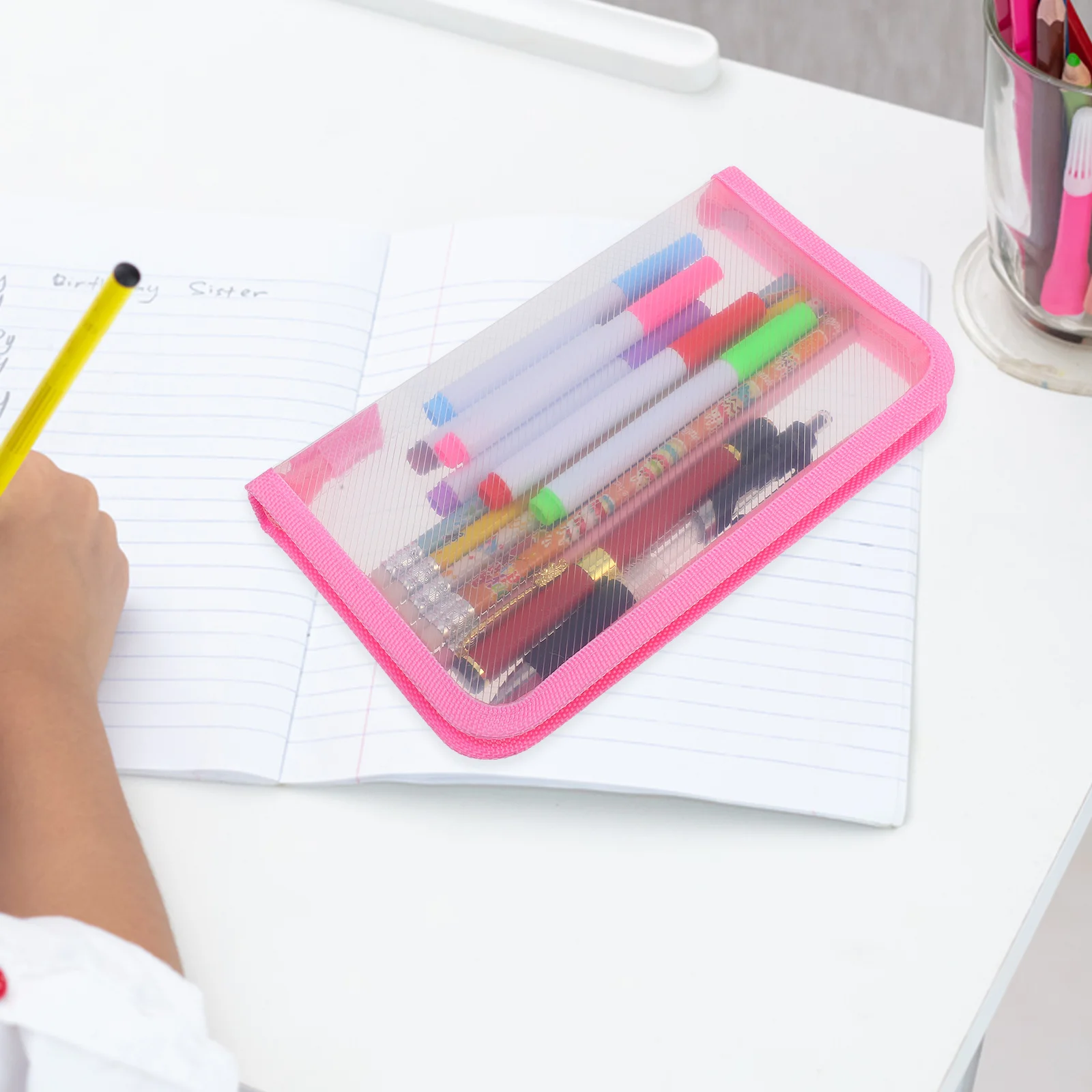 

Clear Pencil Case Transparent Zipper Pouch Anti Scratch Stationery Organizer for School Office Makeup Supplies Portable Storage