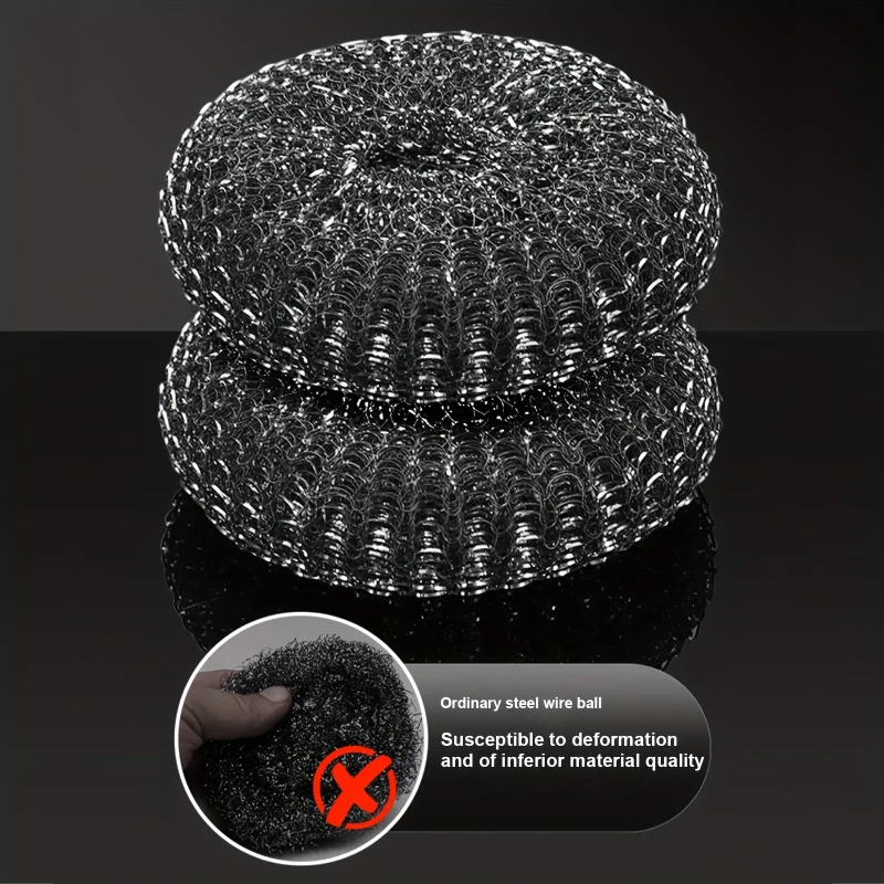 6pcs 1 Handheld Steel Wool Ball Cleaning Brush 5A Replacement Ball, Dish Cleaning Brush Does Not Damage the Pot Professionally R